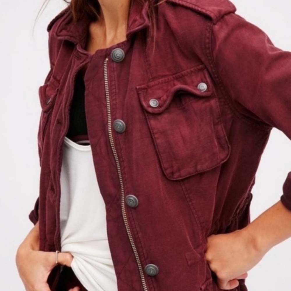 Free People Not Your Brothers Surplus Burgundy Utility Jacket - Picture 8 of 10